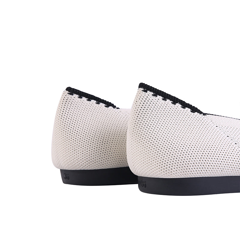 comfortable tweed pointed toe flats all white 2