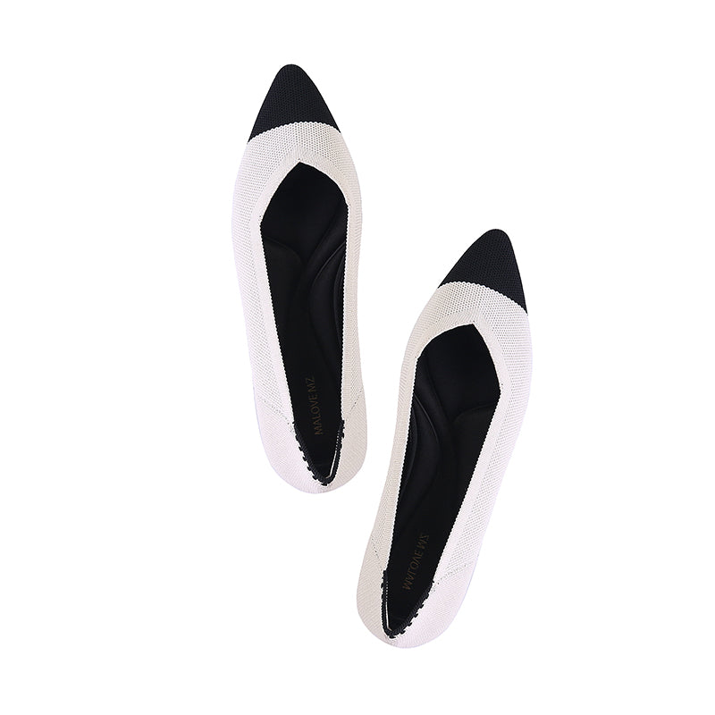 comfortable tweed pointed toe flats all white 3