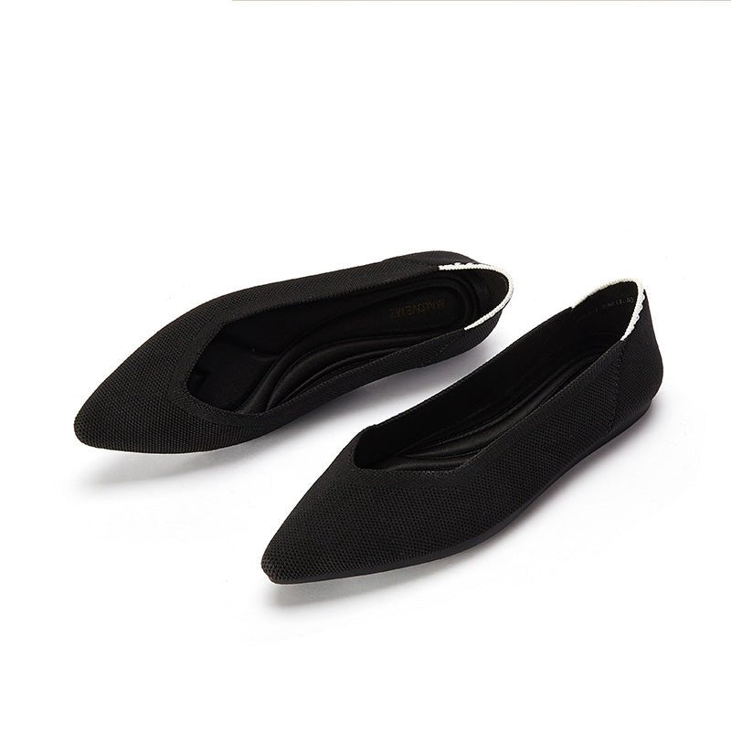 Comfortable Woven Pointed Toe Work Flats - 0cm