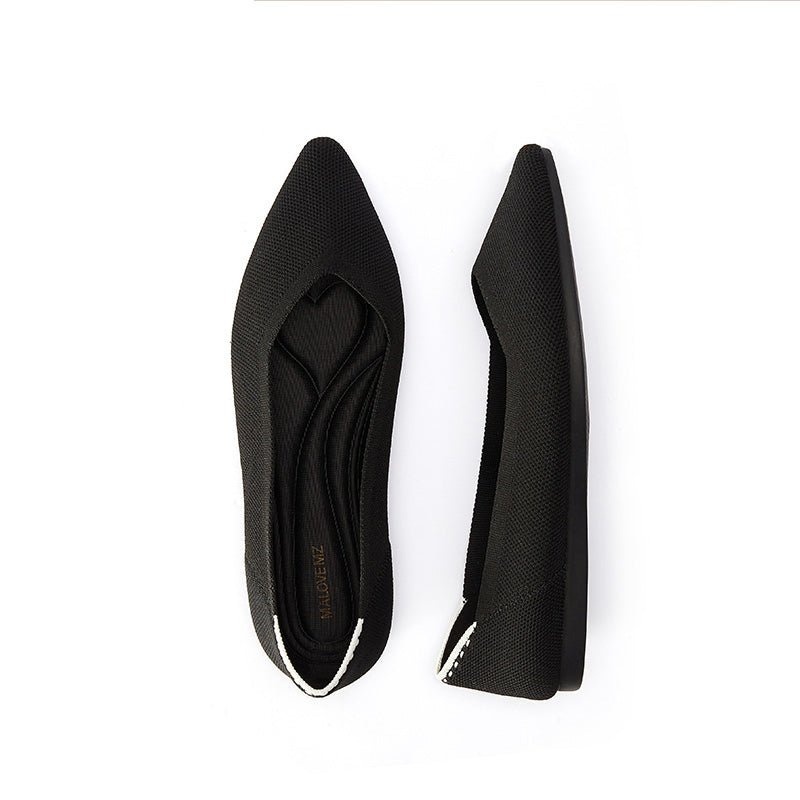 Comfortable Woven Pointed Toe Work Flats - 0cm