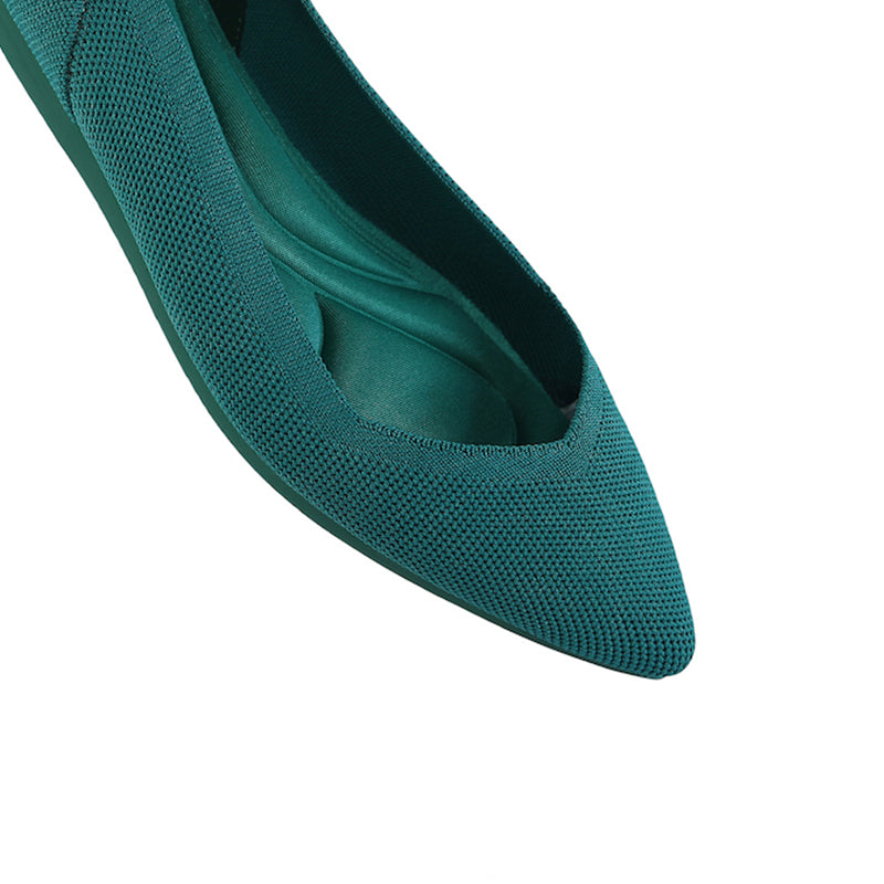 Comfortable Woven Pointed Toe Work Flats – Seamless Knit Ballet Flats