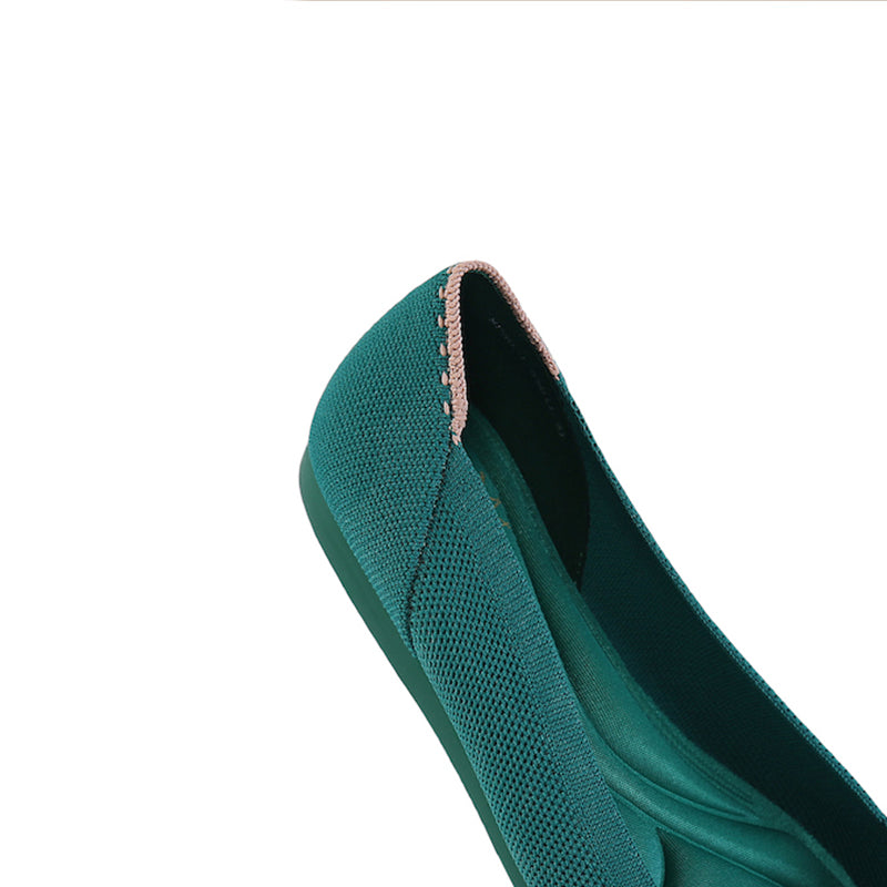 Comfortable Woven Pointed Toe Work Flats – Seamless Knit Ballet Flats