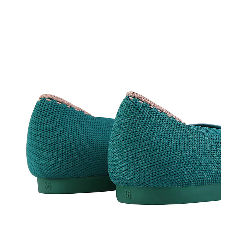 Comfortable Woven Pointed Toe Work Flats – Seamless Knit Ballet Flats