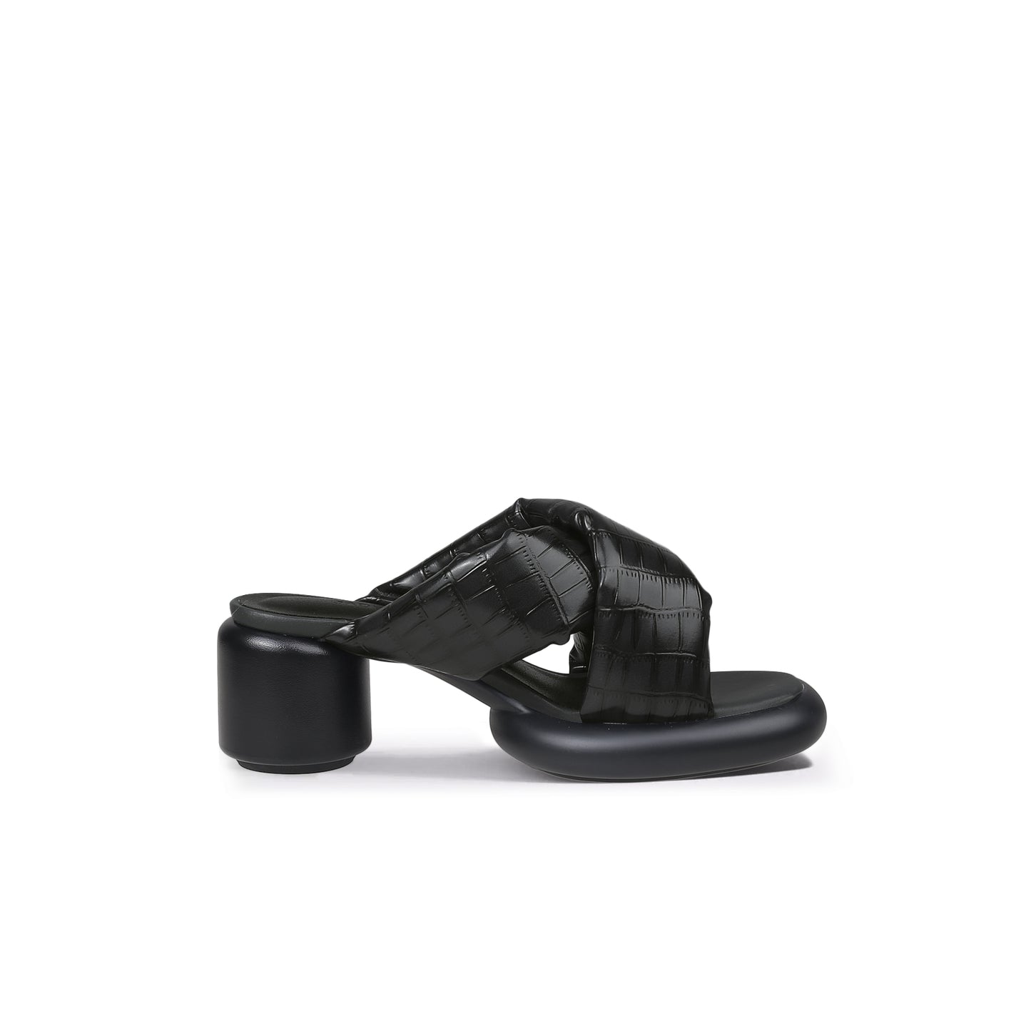comfy open toe criss cross mules all black 3