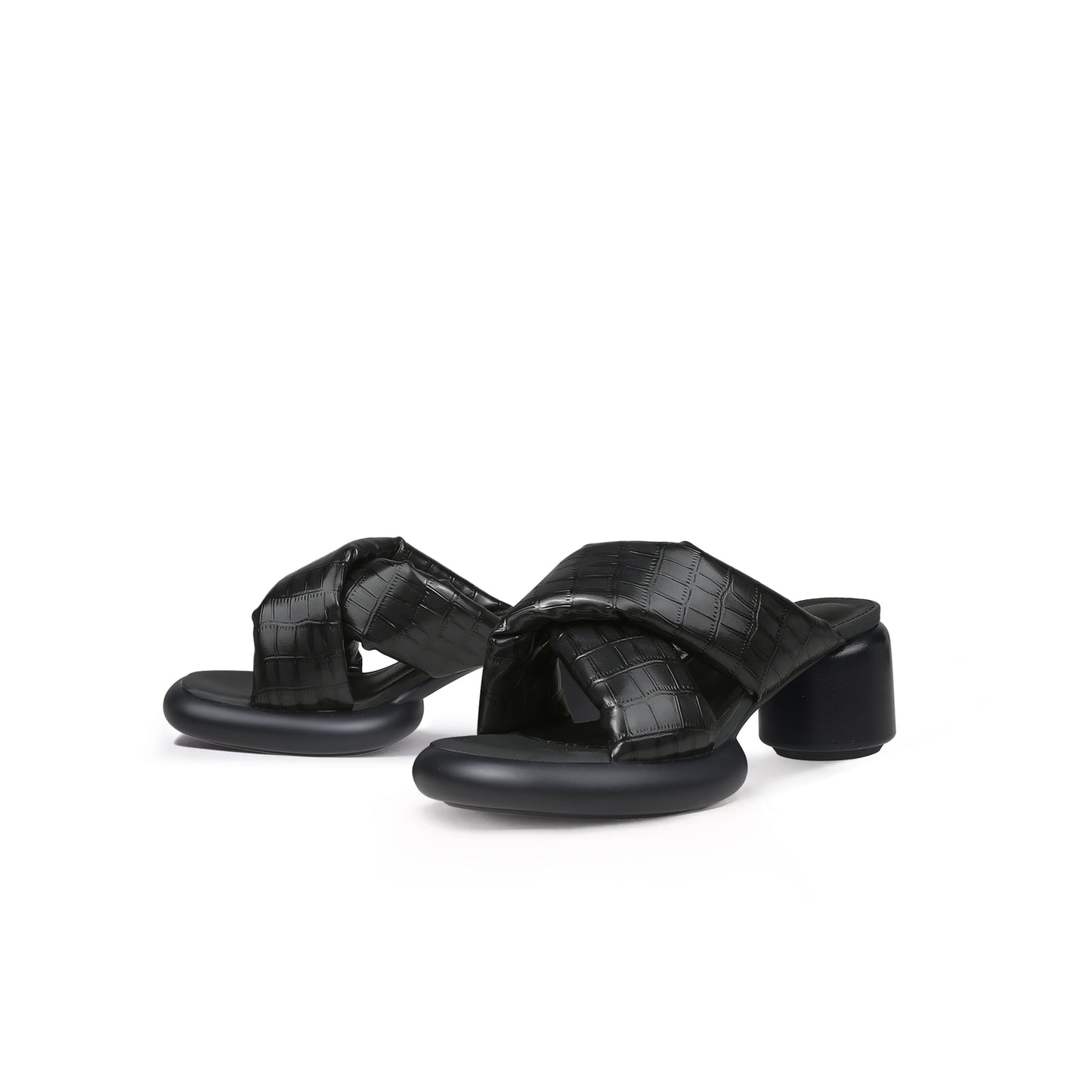 comfy open toe criss cross mules all black 6