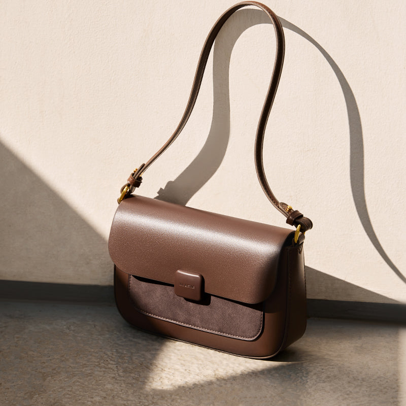 compact coffee leather box shoulder bag all 4