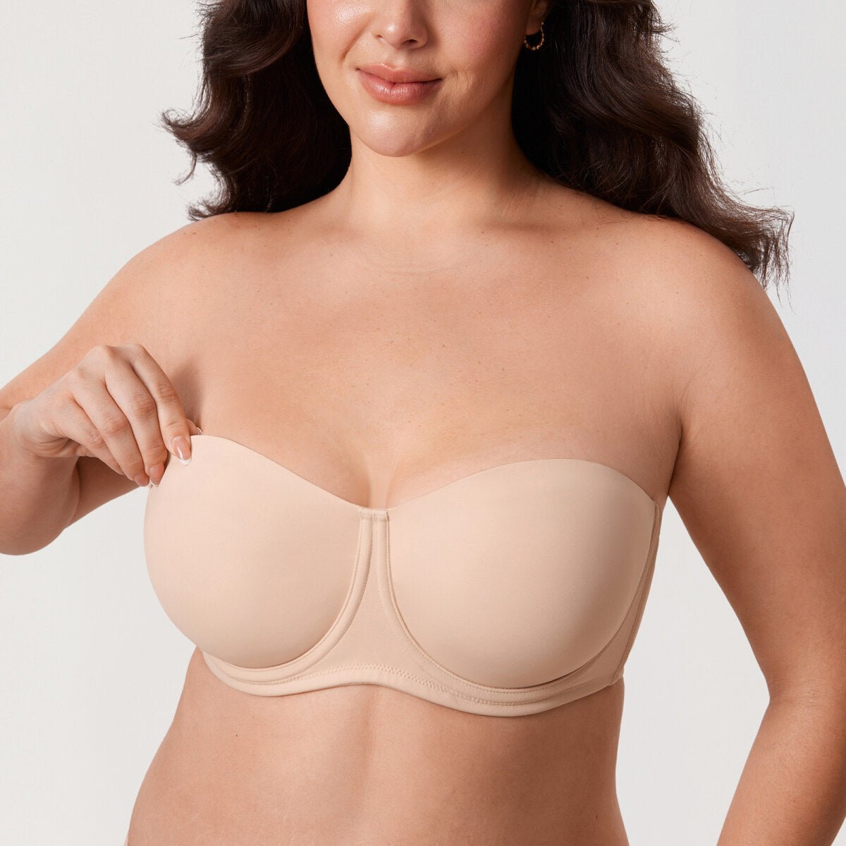 Confishape Strapless Full Coverage Plus Size Underwire Bra