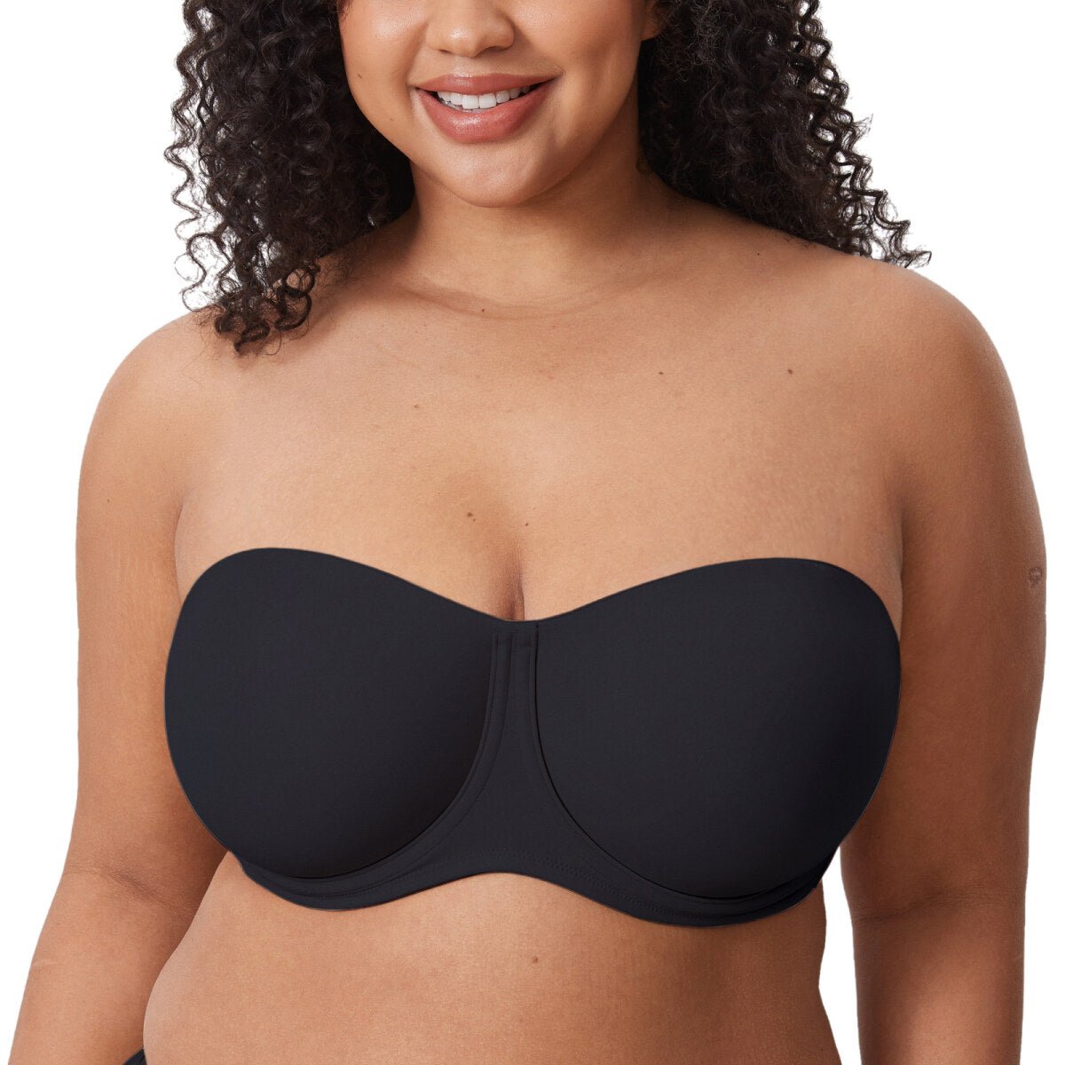 Confishape Strapless Full Coverage Plus Size Underwire Bra
