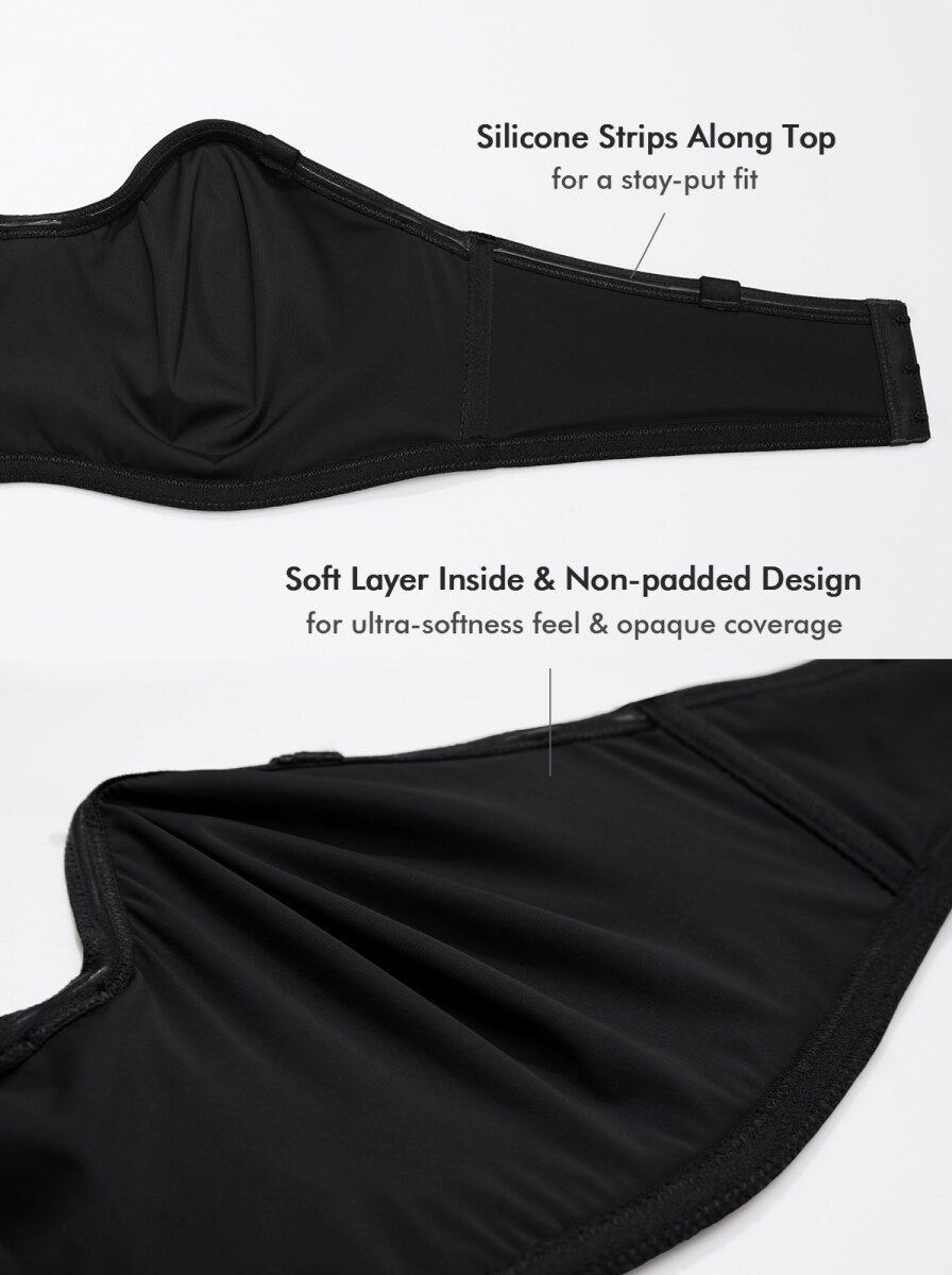 Confishape Strapless Full Coverage Plus Size Underwire Bra