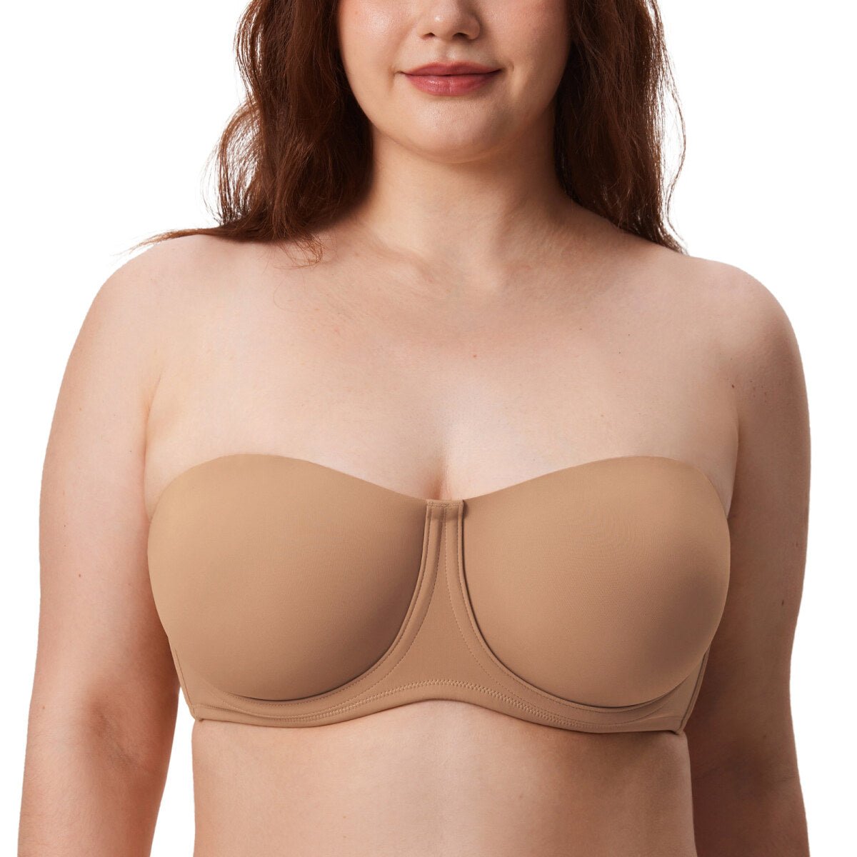Confishape Strapless Full Coverage Plus Size Underwire Bra