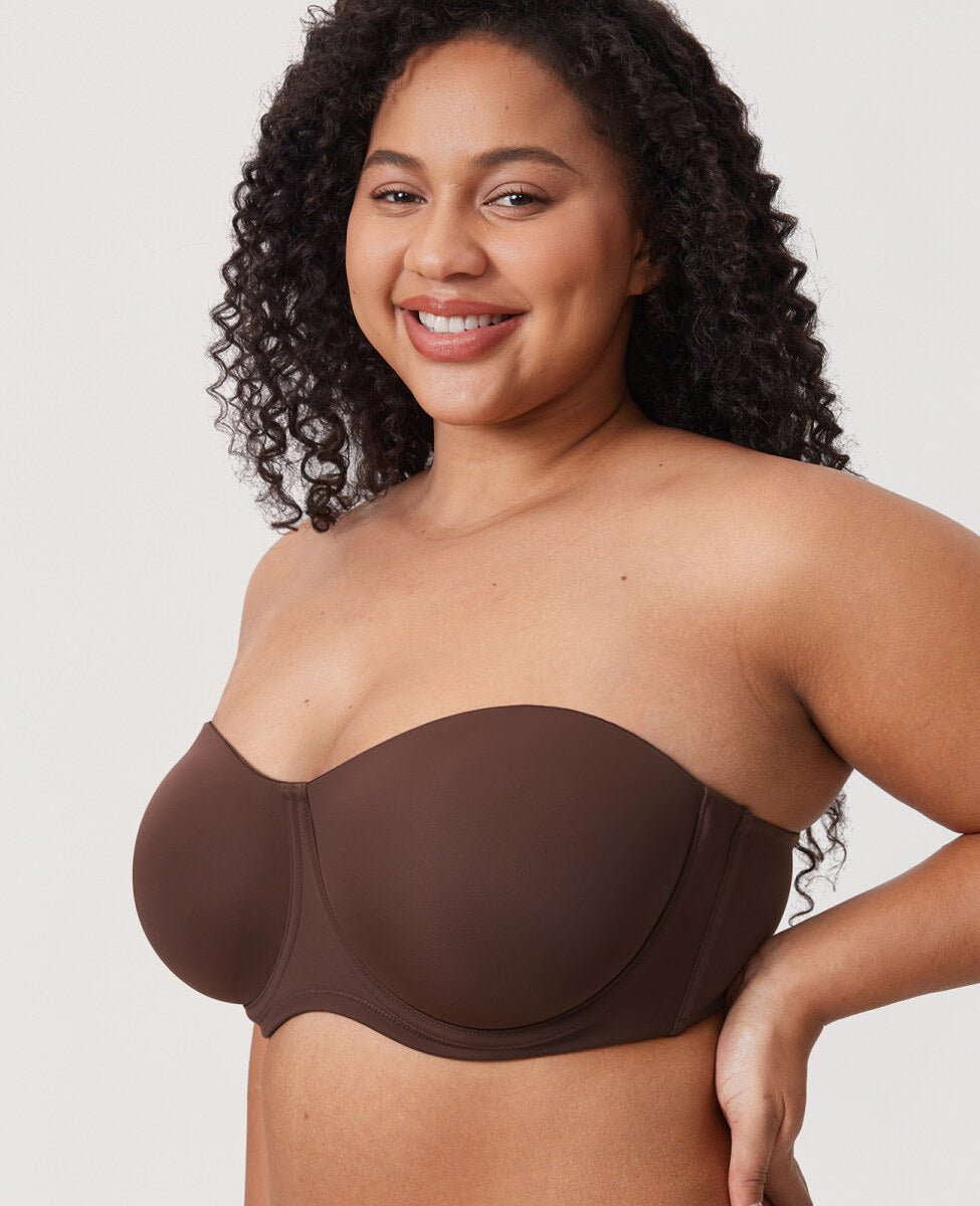 Confishape Strapless Full Coverage Plus Size Underwire Bra