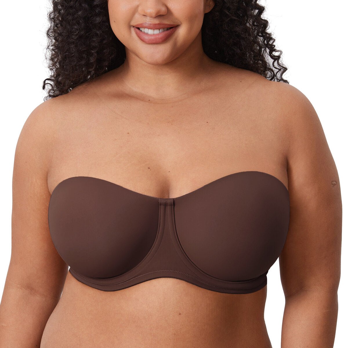 Confishape Strapless Full Coverage Plus Size Underwire Bra