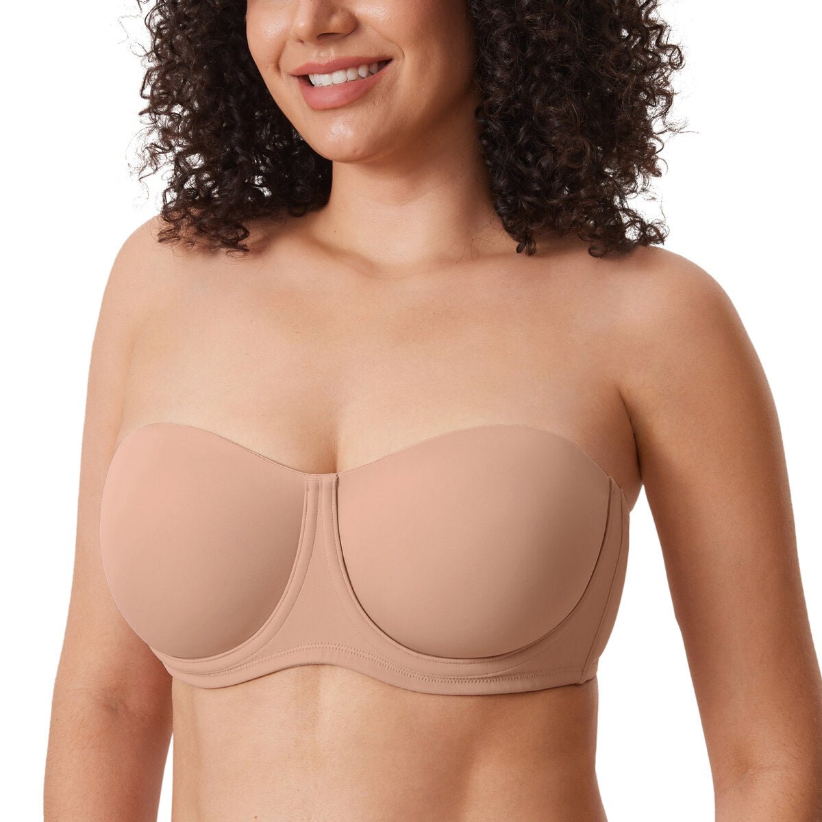 Confishape Strapless Full Coverage Plus Size Underwire Bra