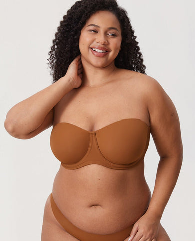 Confishape Strapless Full Coverage Plus Size Underwire Bra