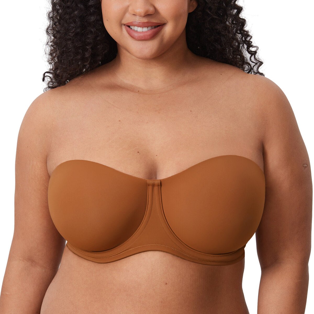 Confishape Strapless Full Coverage Plus Size Underwire Bra