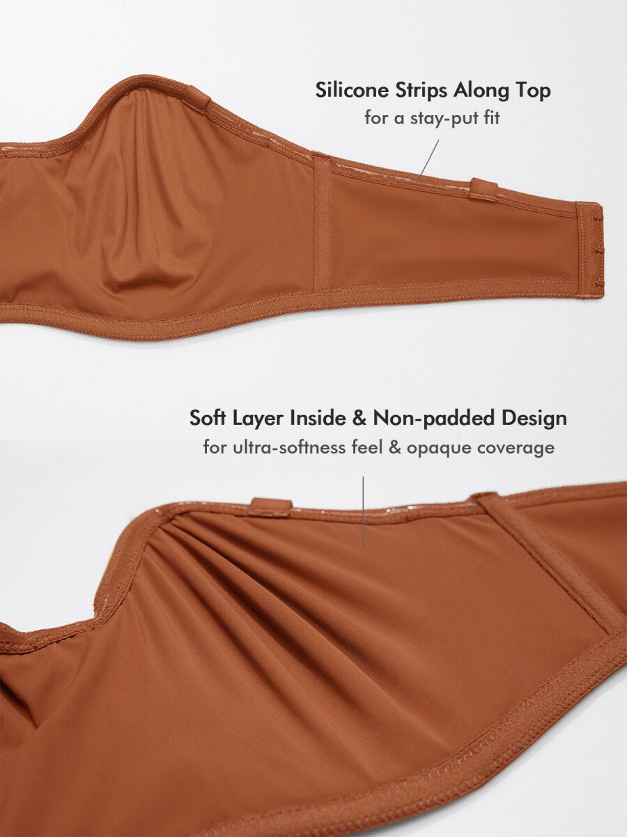 Confishape Strapless Full Coverage Plus Size Underwire Bra