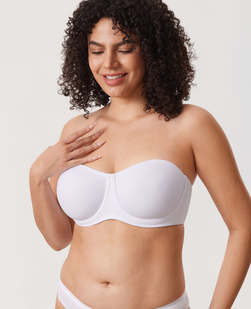 Confishape Strapless Full Coverage Plus Size Underwire Bra