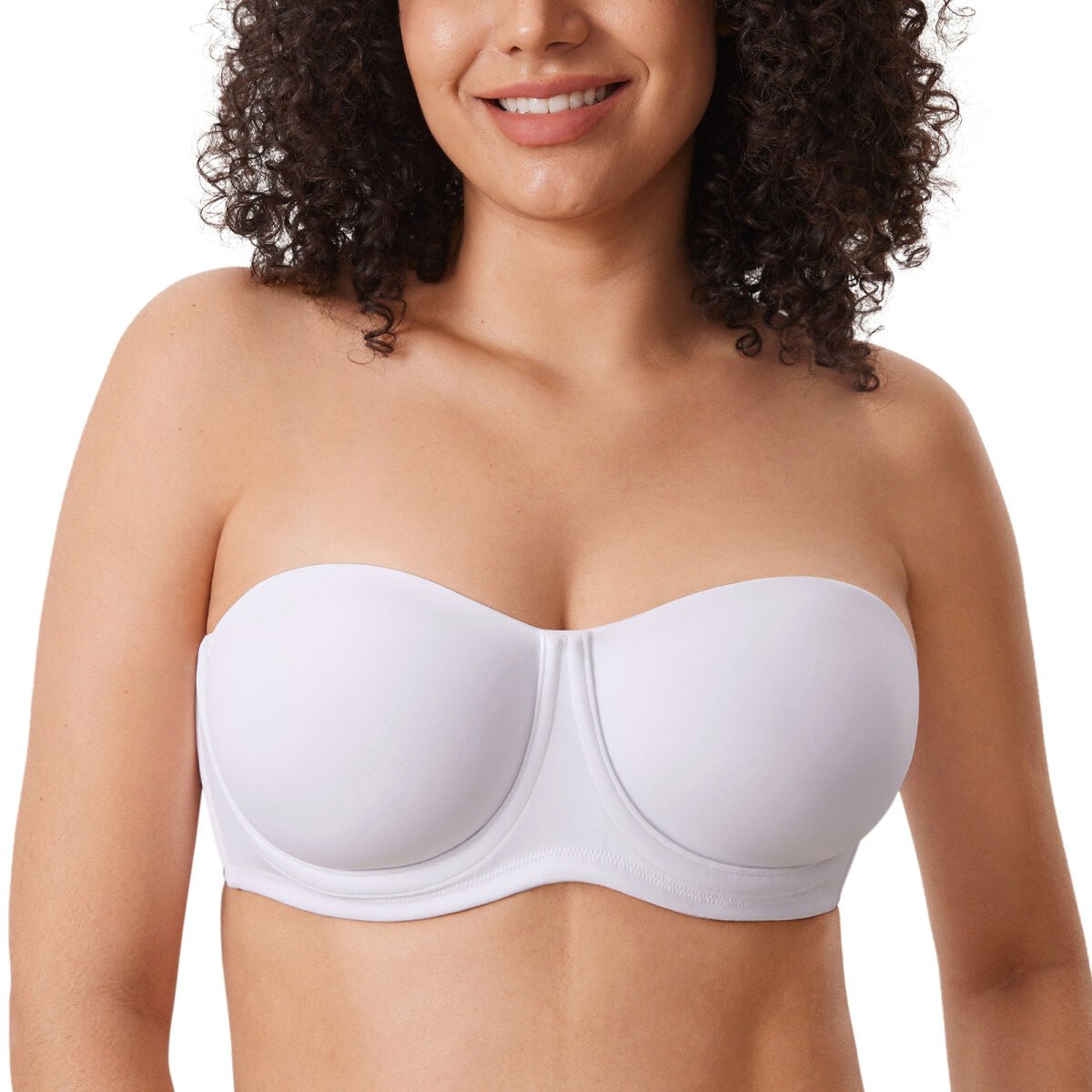 Confishape Strapless Full Coverage Plus Size Underwire Bra