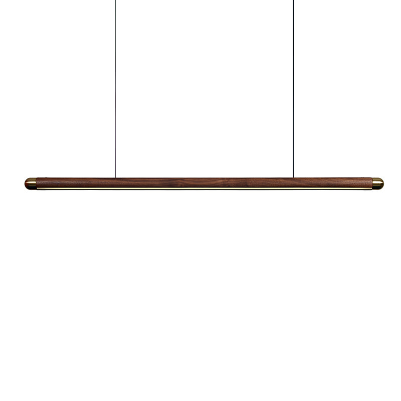 contemporary solid wood and brass pendant light 1.1m walnut all 10