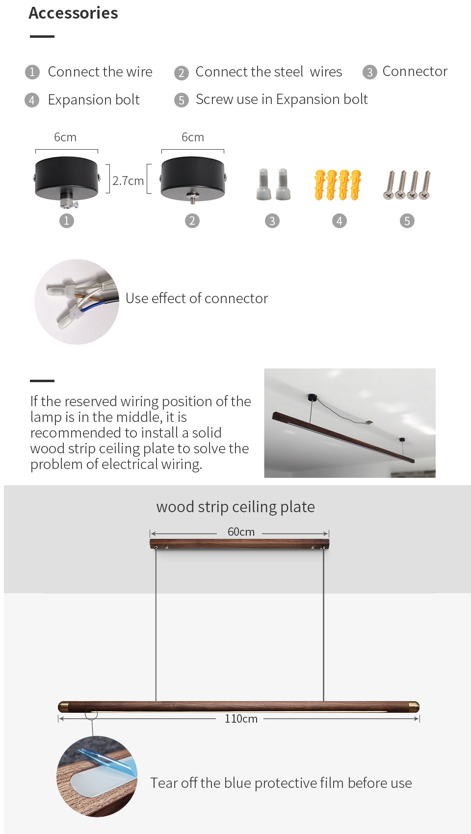 contemporary solid wood and brass pendant light 1.1m walnut all 16