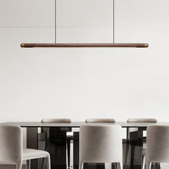 Contemporary Solid Wood and Brass Pendant Light