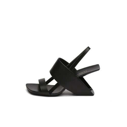 Contour Strap Slingback Sandals with Geometric Heel