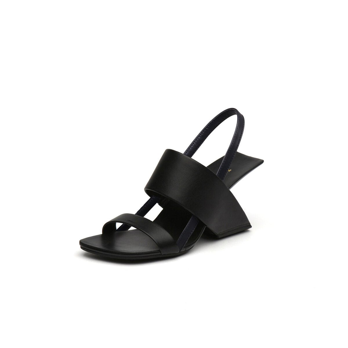 Contour Strap Slingback Sandals with Geometric Heel
