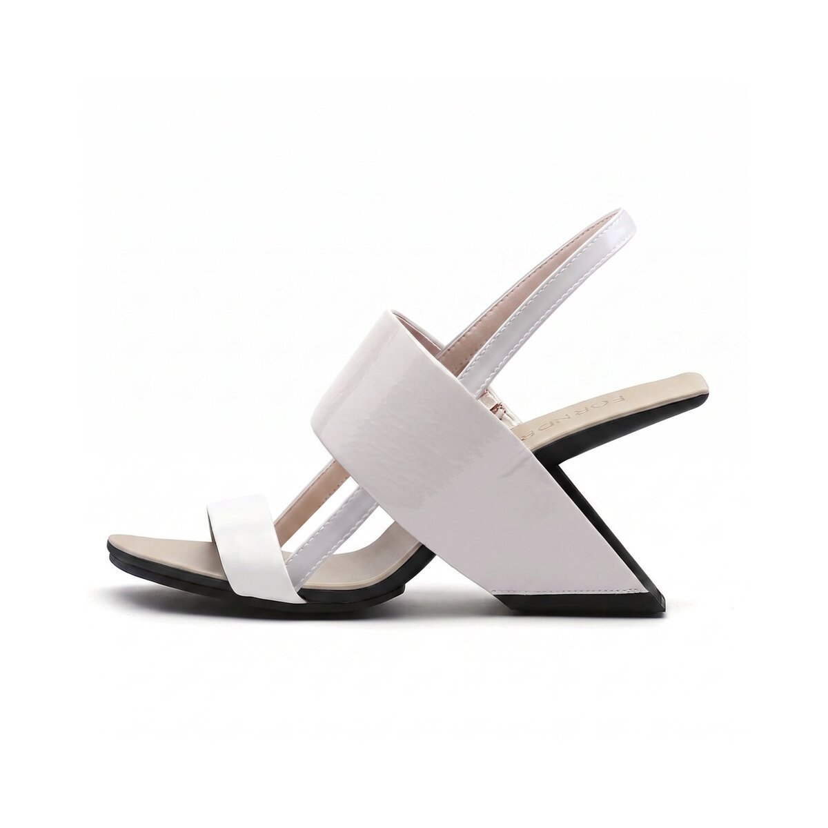 Contour Strap Slingback Sandals with Geometric Heel