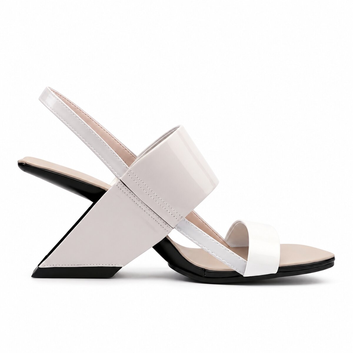 Contour Strap Slingback Sandals with Geometric Heel