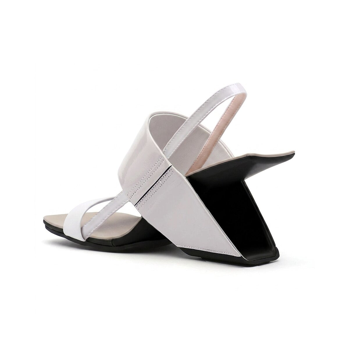 Contour Strap Slingback Sandals with Geometric Heel