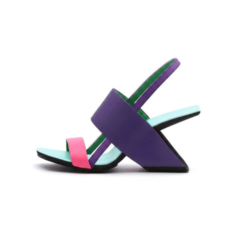 Contour Strap Slingback Sandals with Geometric Heel