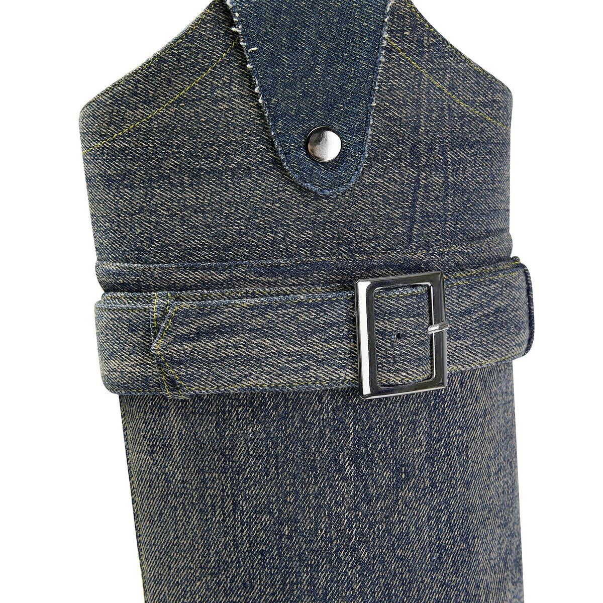 Convertible Belted Denim Western Knee High Boots