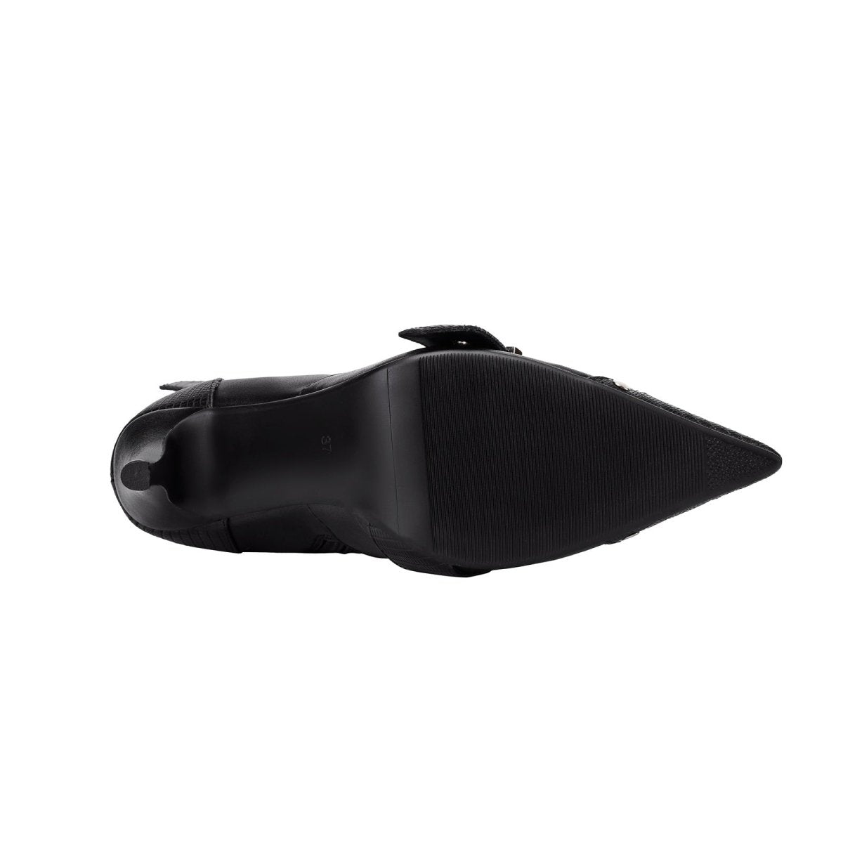 Convertible Double Buckle Black Pointed Toe Boots - 0cm