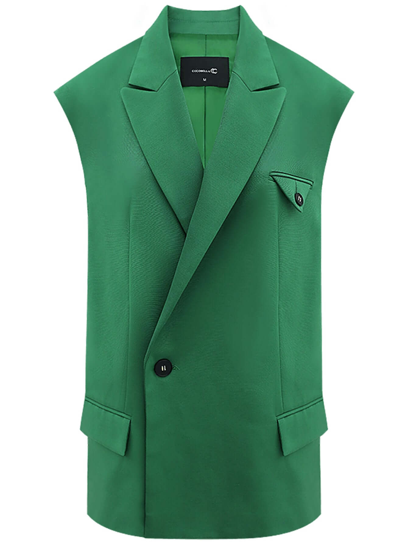 cool flap single breasted green vest all green 4