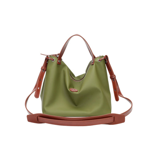 Cordura Ballistic Nylon Slouchy Tote Bag – Leather Trim 2-Way Convertible Shoulder & Crossbody Bag