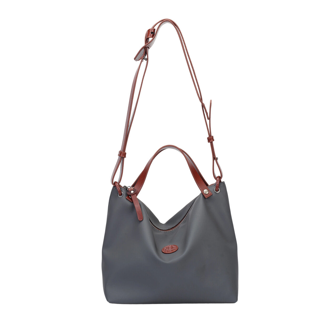 Cordura Ballistic Nylon Slouchy Tote Bag – Leather Trim 2-Way Convertible Shoulder & Crossbody Bag