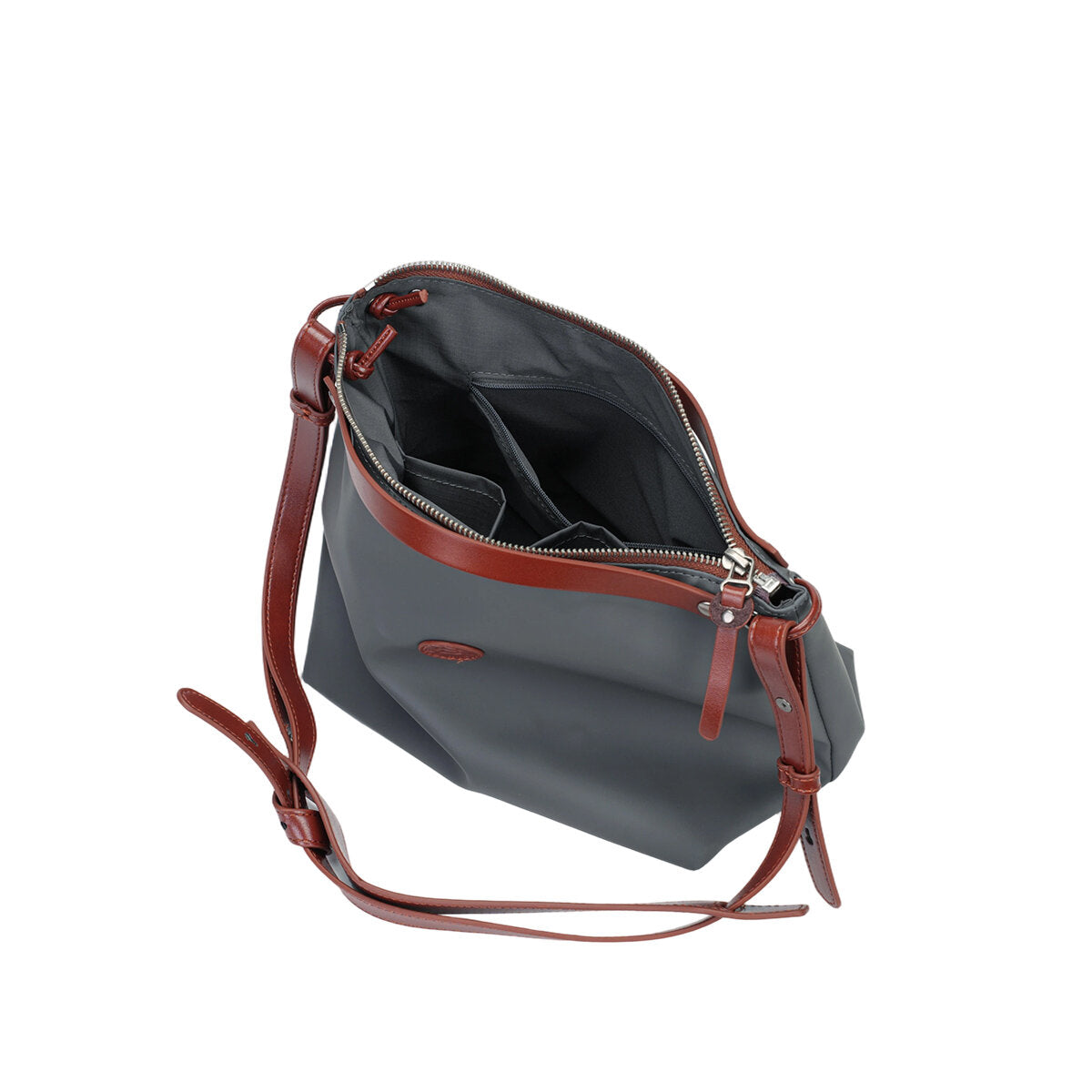 Cordura Ballistic Nylon Slouchy Tote Bag – Leather Trim 2-Way Convertible Shoulder & Crossbody Bag
