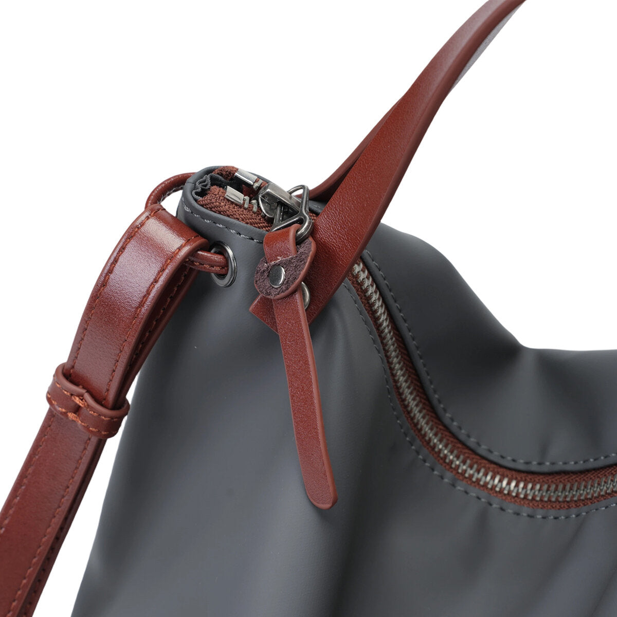 Cordura Ballistic Nylon Slouchy Tote Bag – Leather Trim 2-Way Convertible Shoulder & Crossbody Bag