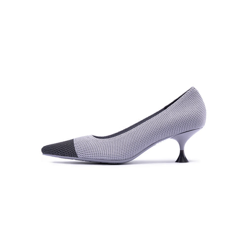 Corporate Color Block Kitten Heels – Pointed Toe Wine Glass Knit Pumps