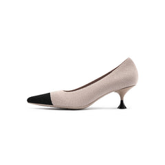 Corporate Color Block Pointed Toe Kitten Heels