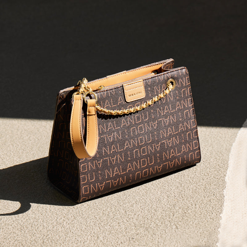 corporate large capacity monogram shoulder bag coffee 3