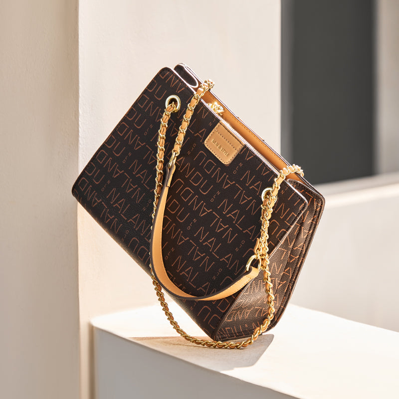 corporate large capacity monogram shoulder bag coffee 4