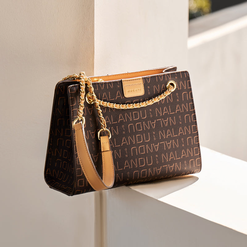 corporate large capacity monogram shoulder bag coffee 6