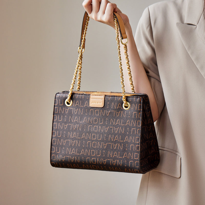 corporate large capacity monogram shoulder bag coffee 7