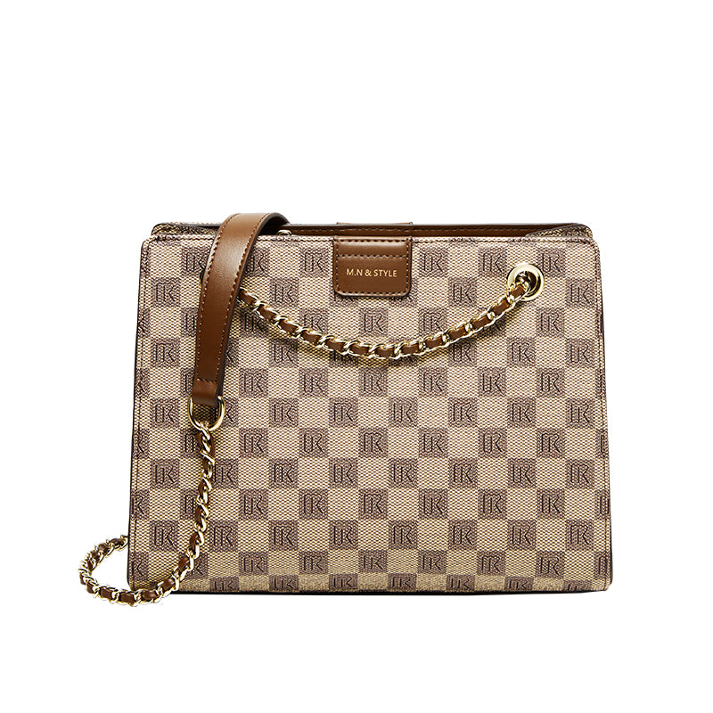 corporate large capacity monogram shoulder bag khaki 1