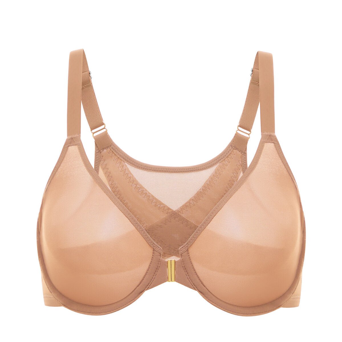 Cosnufy Front Closure Sheer Mesh Posture Support Bra