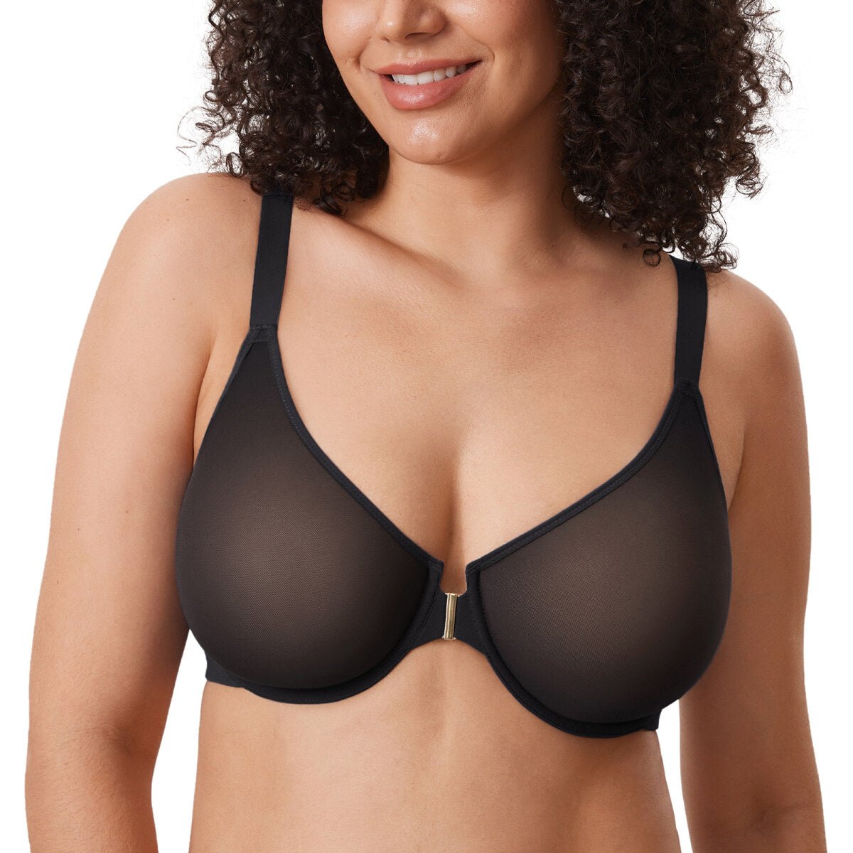 Cosnufy Front Closure Sheer Mesh Posture Support Bra