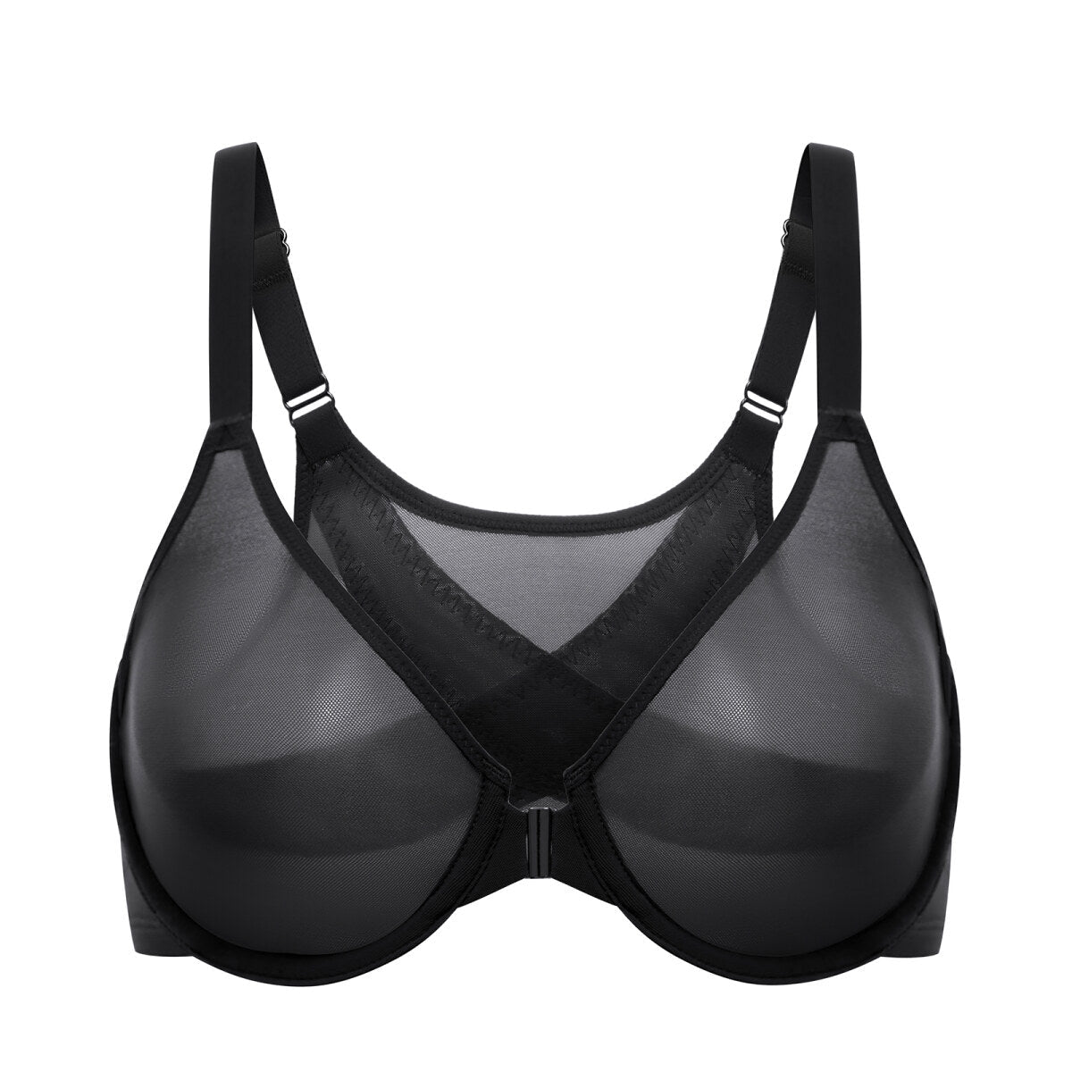 Cosnufy Front Closure Sheer Mesh Posture Support Bra