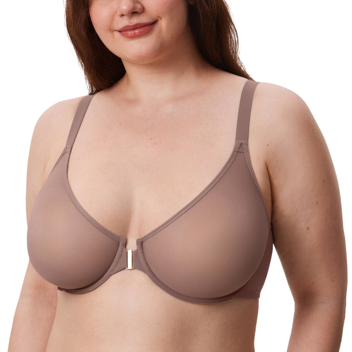Cosnufy Front Closure Sheer Mesh Posture Support Bra
