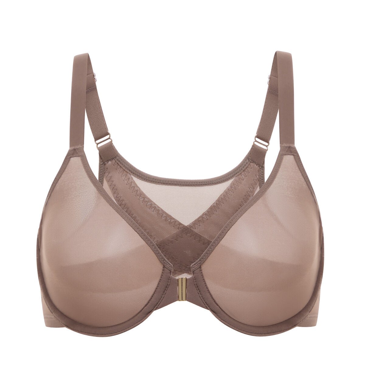 Cosnufy Front Closure Sheer Mesh Posture Support Bra